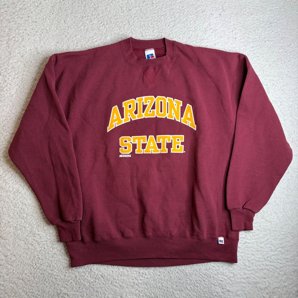 Vintage Russell Athletic Arizona State University Sweatshirt XL Maroon USA Made - Picture 1 of 6
